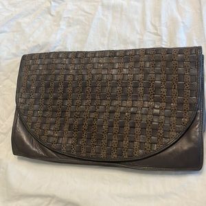 Brown Italian leather clutch vintage